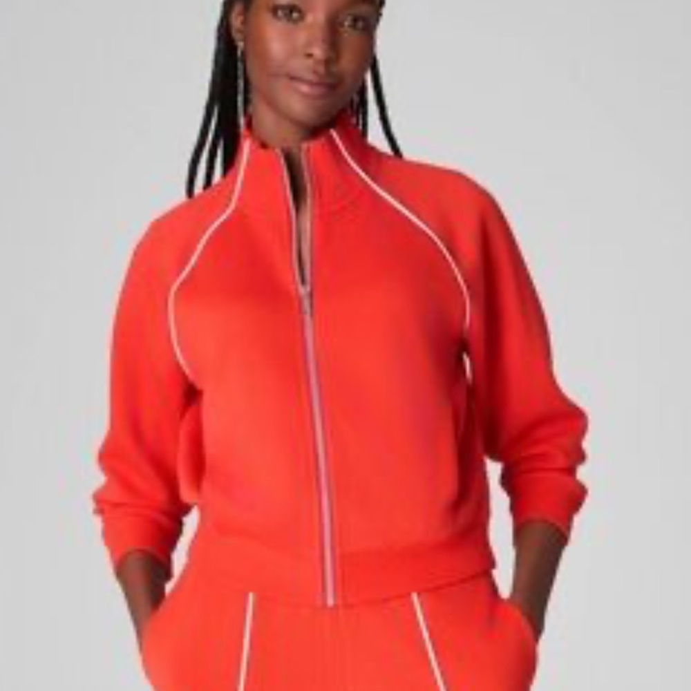 SPANX Air Essential Full Zip Track Jacket in Poppy NWT